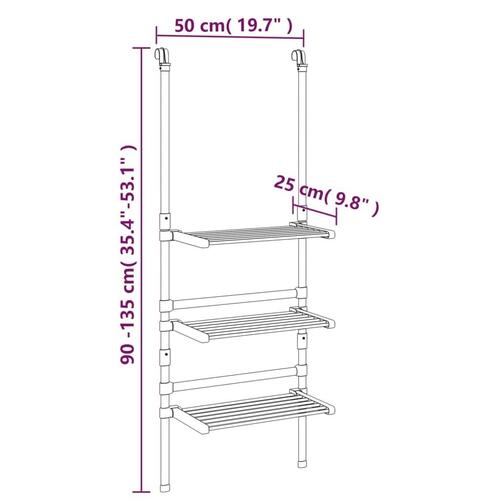 Hængende tørrestativ 3 niveauer aluminium