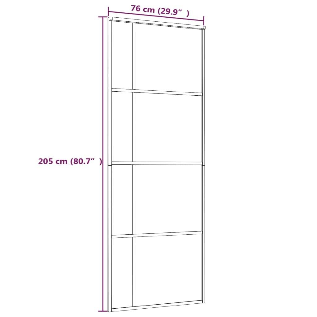 Skydedør 76x205 cm hærdet glas og aluminium sort