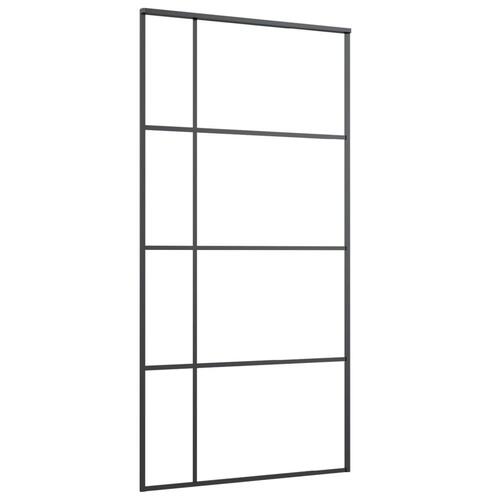 Skydedør 102,5x205 cm hærdet glas og aluminium sort