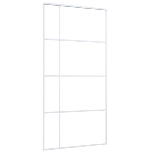 Skydedør 102,5x205 cm hærdet glas og aluminium hvid