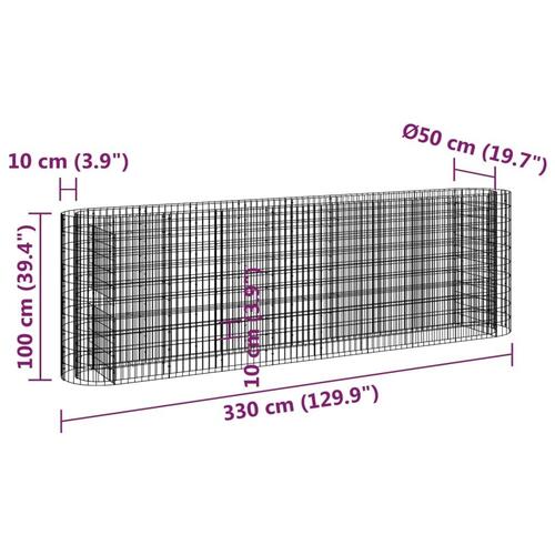Gabion-højbed 330x50x100 cm galvaniseret jern