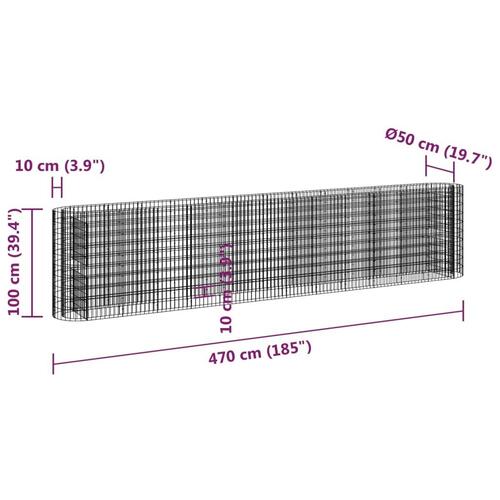 Gabion-højbed 470x50x100 cm galvaniseret jern