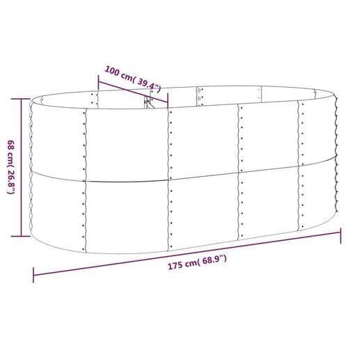 Plantekasse 175x100x68 cm pulverlakeret stål grøn