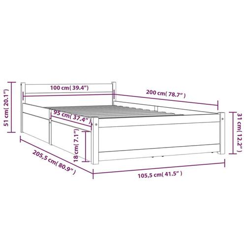 Sengeramme med skuffer 100x200 cm hvid