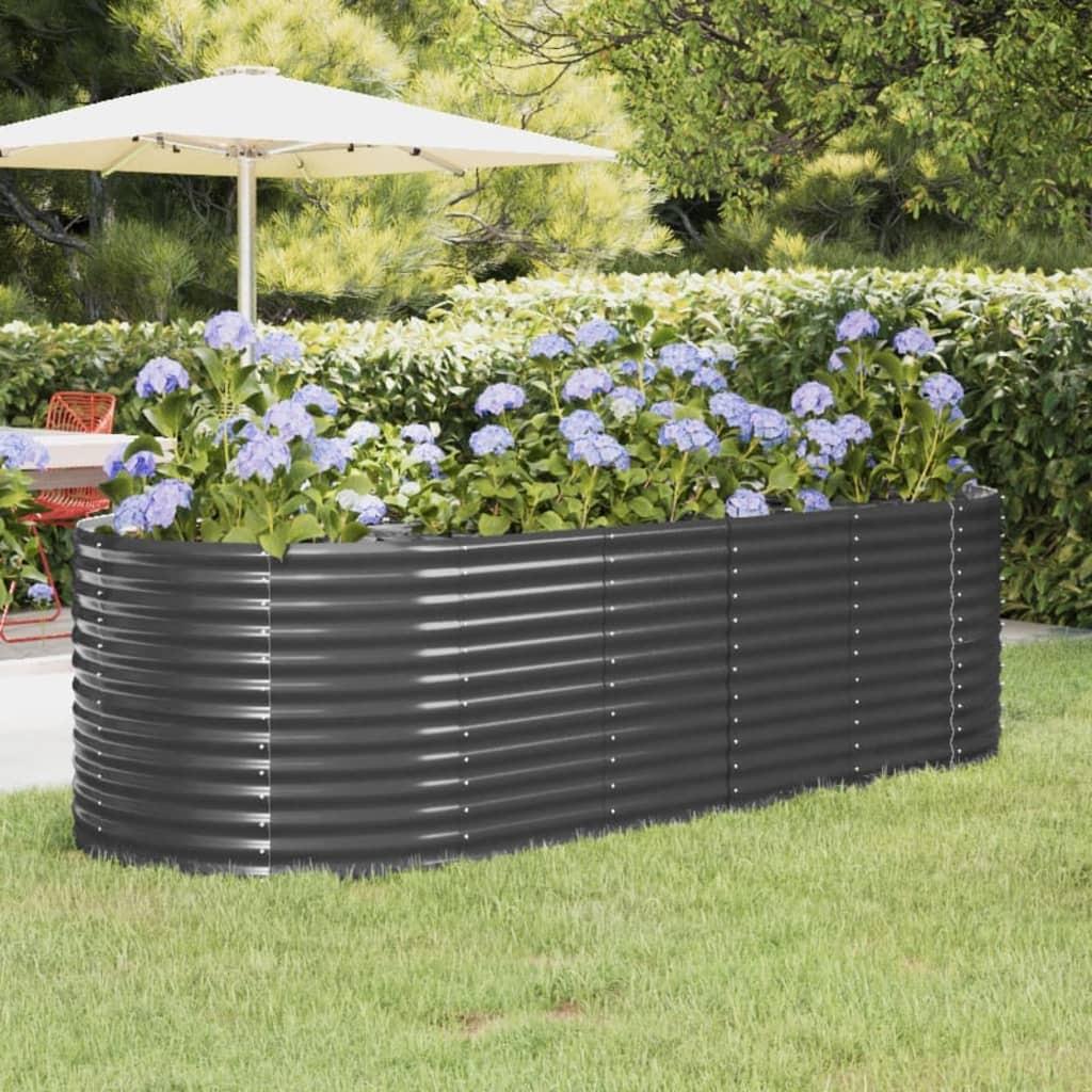 Plantekasse 249x100x68 cm pulverlakeret stål antracitgrå