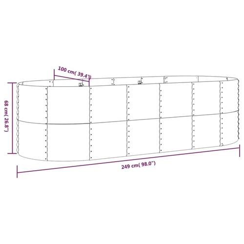 Plantekasse 249x100x68 cm pulverlakeret stål antracitgrå