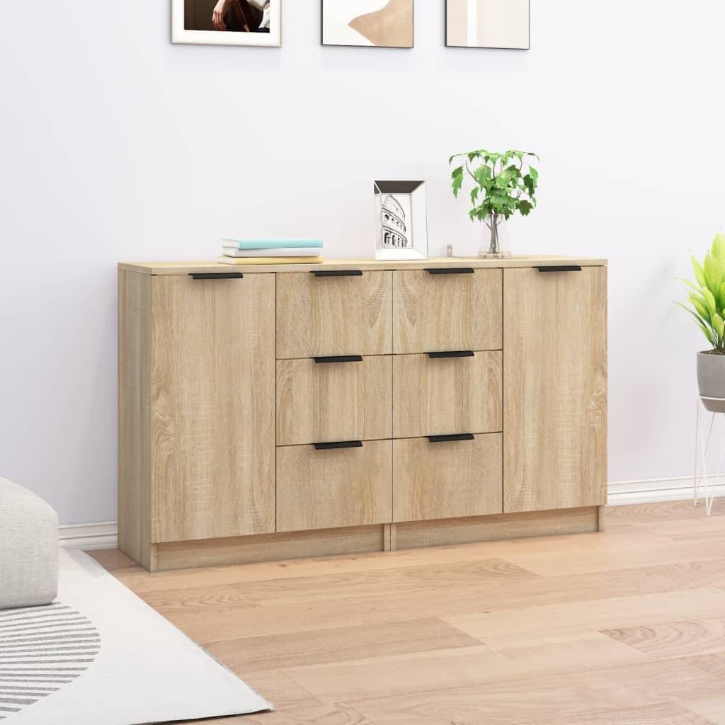 Skænke 2 stk. 60x30x70 cm konstrueret træ sonoma-eg