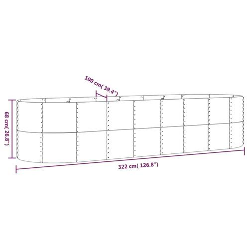 Plantekasse 322x100x68 cm pulverlakeret stål grå