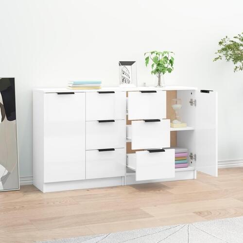 Skænke 2 stk. 60x30x70 cm konstrueret træ hvid højglans