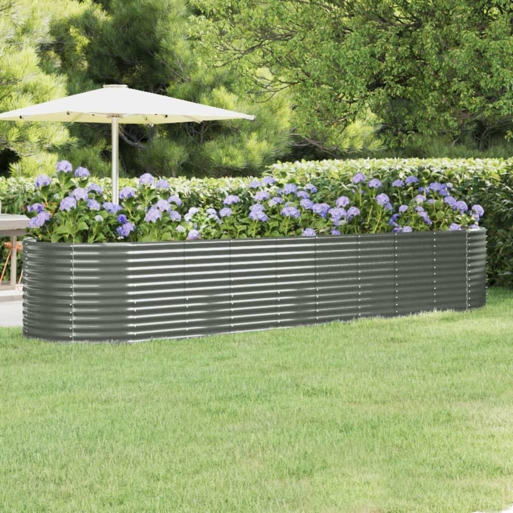Plantekasse 396x100x68 cm galvaniseret stål grå billede