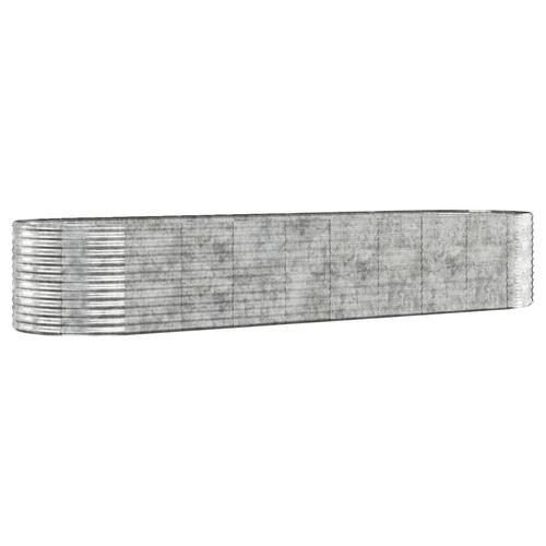 Plantekasse 396x100x68 cm pulverlakeret stål sølvfarvet