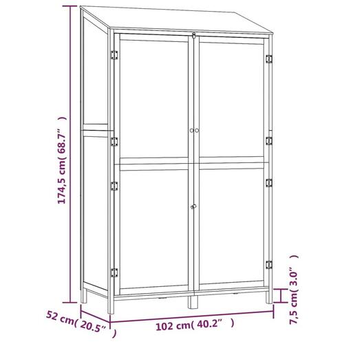 Haveskur 102x52x174,5 cm massivt fyrretræ