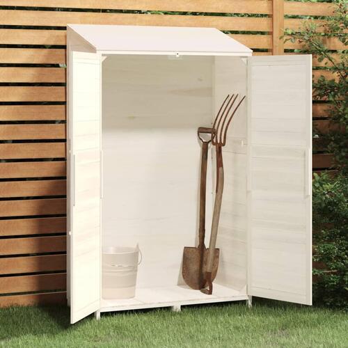 Haveskur 102x52x174,5 cm massivt fyrretræ hvid