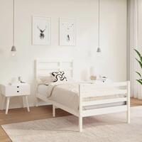 Sengeramme 75x190 cm Small Single massivt træ hvid