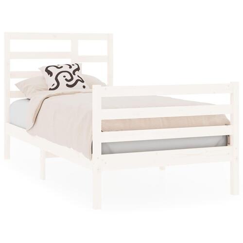 Sengeramme 90x190 cm Single massivt træ hvid