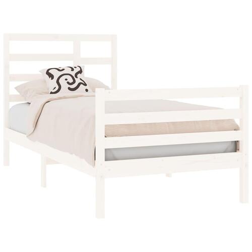 Sengeramme 90x190 cm Single massivt træ hvid