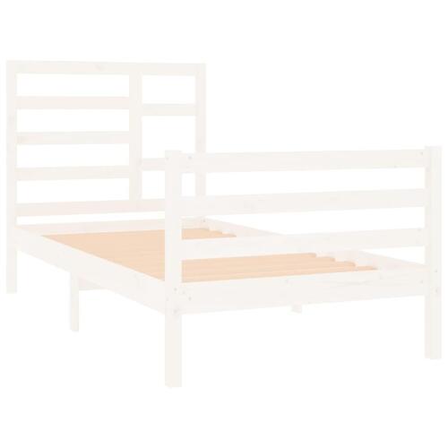 Sengeramme 90x190 cm Single massivt træ hvid