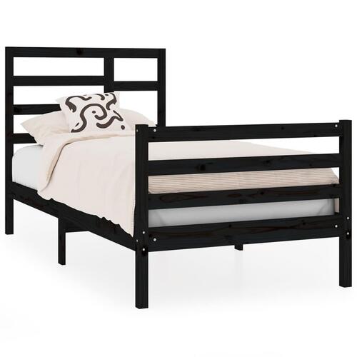 Sengeramme 90x190 cm Single massivt træ sort