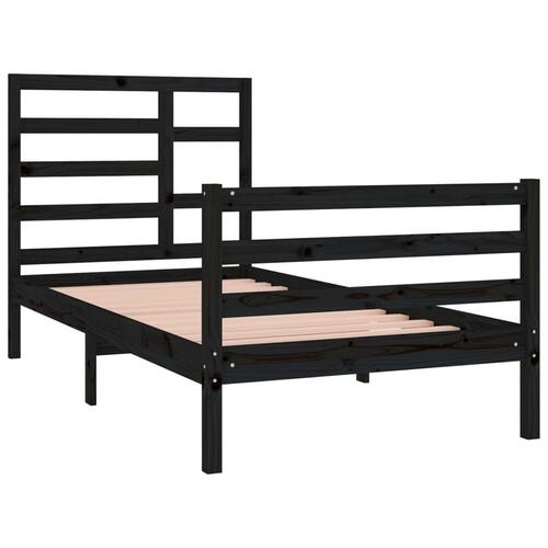 Sengeramme 90x190 cm Single massivt træ sort
