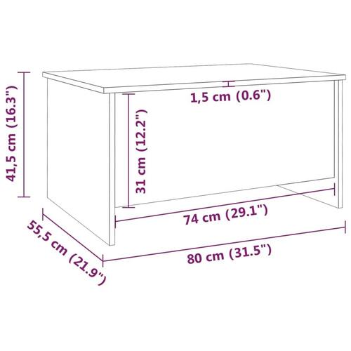 Sofabord 80x55,5x41,5 cm konstrueret træ brun egetræsfarve