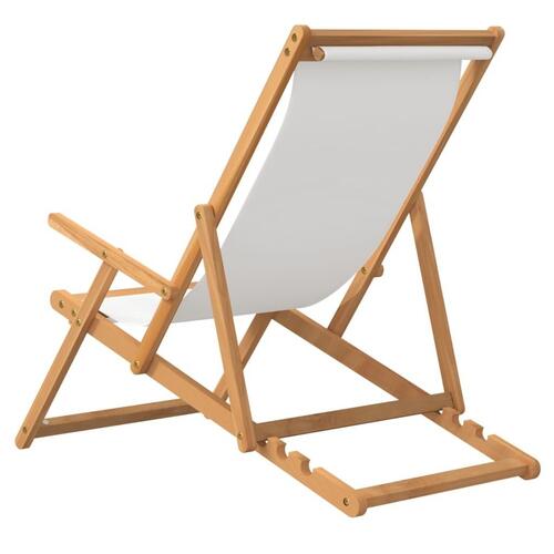 Foldbar strandstol massivt teaktræ cremefarvet