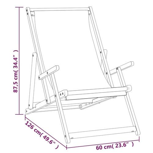 Foldbar strandstol massivt teaktræ blå