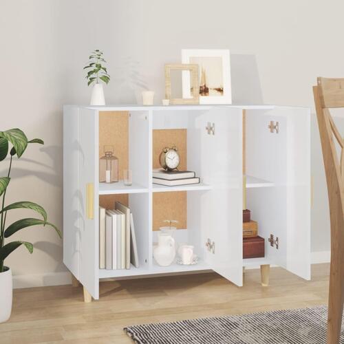 Skab 90x34x80 cm konstrueret træ hvid højglans