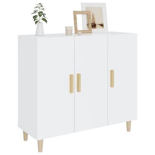Skab 90x34x80 cm konstrueret træ hvid højglans
