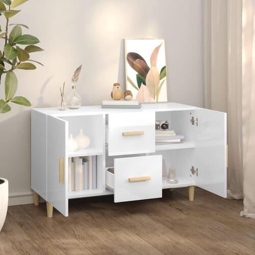 Skænk 100x36x60 cm konstrueret træ hvid højglans