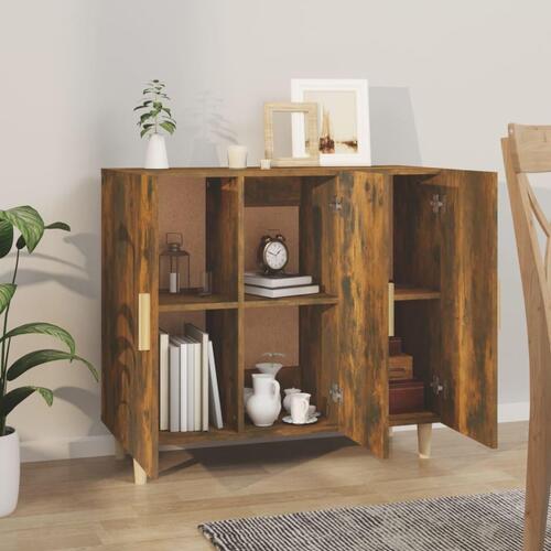 Skab 90x34x80 cm konstrueret træ røget egetræsfarve