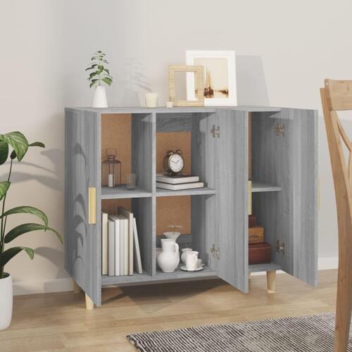 Skab 90x34x80 cm konstrueret træ grå sonoma-eg