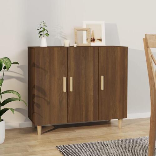 Skab 90x34x80 cm konstrueret træ brun egetræsfarve