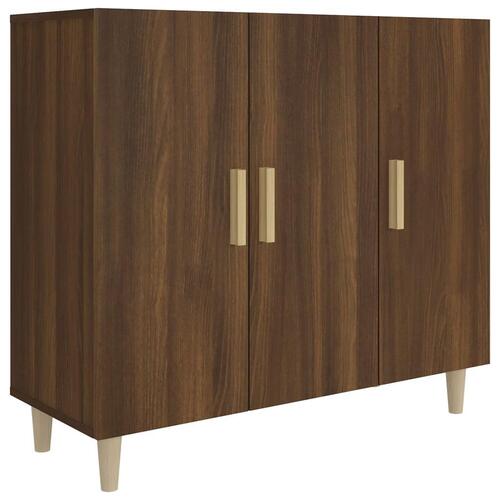 Skab 90x34x80 cm konstrueret træ brun egetræsfarve