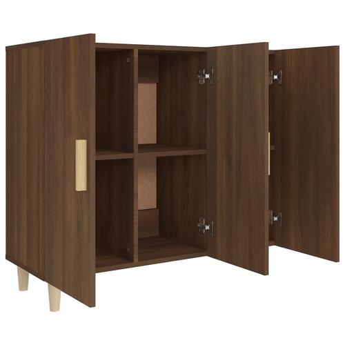 Skab 90x34x80 cm konstrueret træ brun egetræsfarve