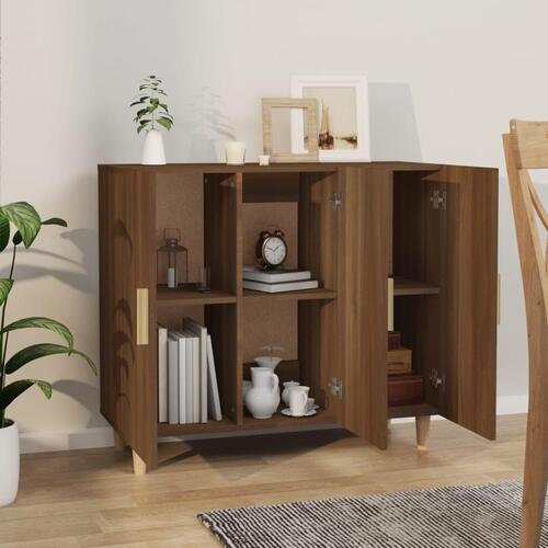 Skab 90x34x80 cm konstrueret træ brun egetræsfarve