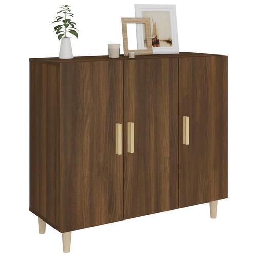 Skab 90x34x80 cm konstrueret træ brun egetræsfarve