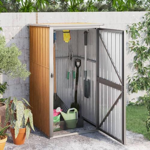 Redskabsskur til haven 88x89x161 cm galvaniseret stål brun