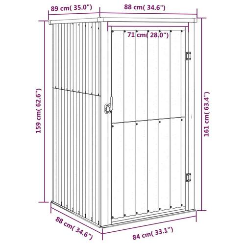 Redskabsskur til haven 88x89x161 cm galvaniseret stål brun