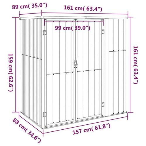 Redskabsskur til haven 161x89x161 cm galvaniseret stål antracit