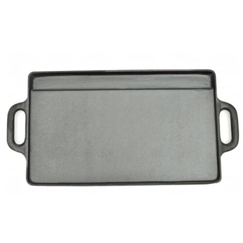 Vendbar grillpande i støbejern 2 stk. 38x23 cm
