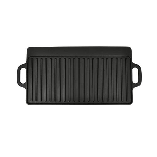 Vendbar grillpande i støbejern 2 stk. 38x23 cm