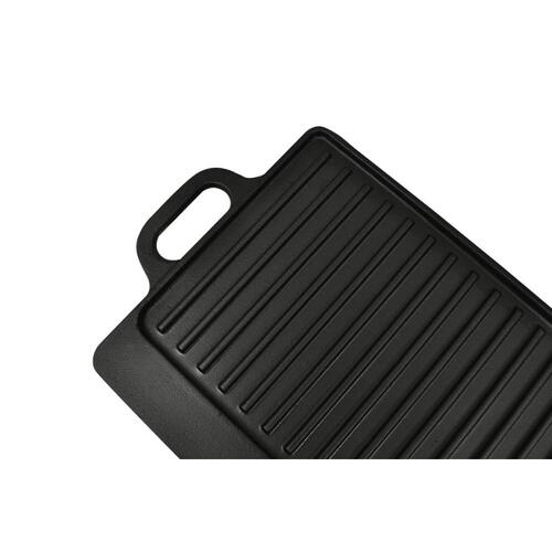Vendbar grillpande i støbejern 2 stk. 38x23 cm