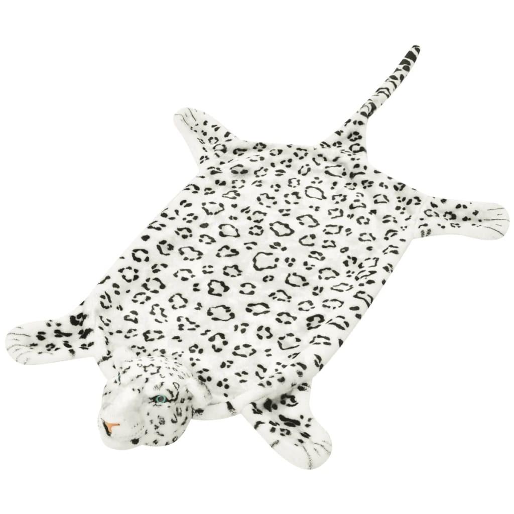 Leopardtæppe plys 139 cm hvid
