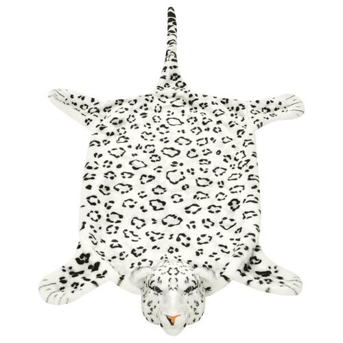 Leopardtæppe plys 139 cm hvid
