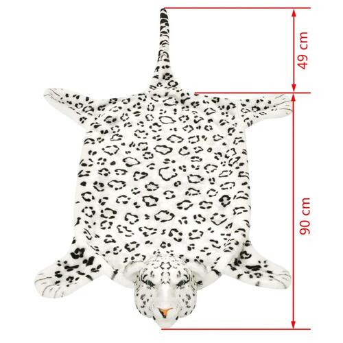 Leopardtæppe plys 139 cm hvid