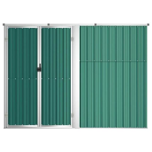 Redskabsskur til haven 225x89x161 cm galvaniseret stål grøn