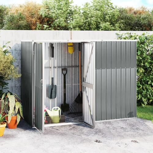Redskabsskur til haven 225x89x161 cm galvaniseret stål grå