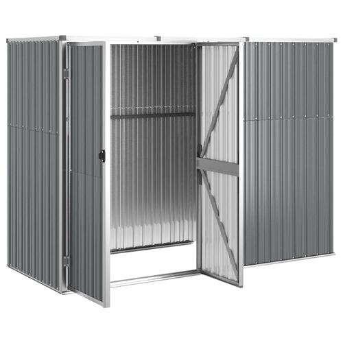 Redskabsskur til haven 225x89x161 cm galvaniseret stål grå