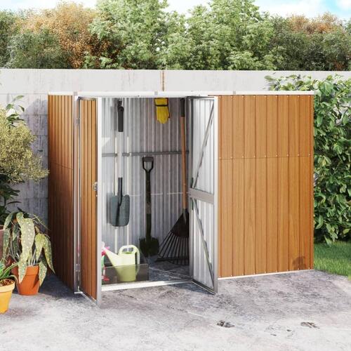 Redskabsskur til haven 225x89x161 cm galvaniseret stål brun