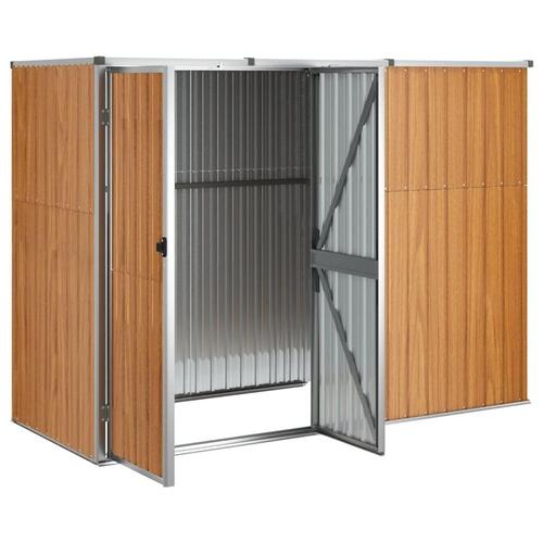 Redskabsskur til haven 225x89x161 cm galvaniseret stål brun